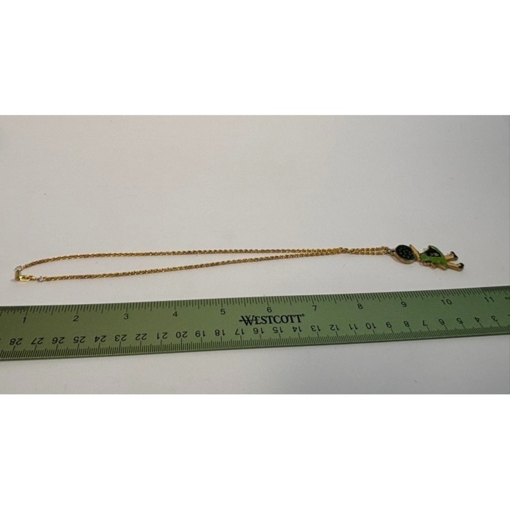Vintage Pendant Necklace Rafaelian Bonnett Girl Green April Enamel on Gold Tone - Picture 6 of 6